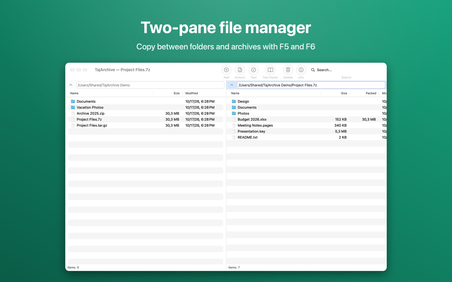 Two-pane file manager